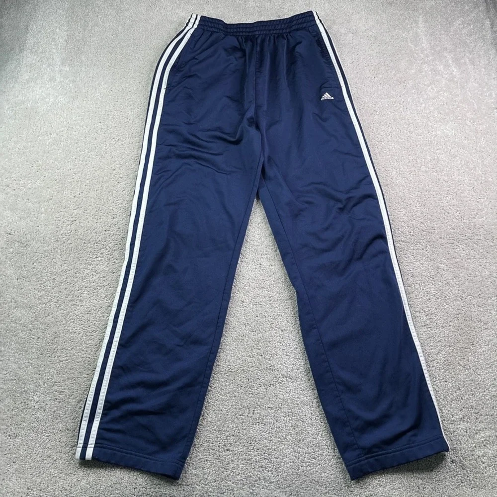 Vintage Adidas Pants Mens Medium Blue Stripes Tear‎ Away Knit Track Warm Up Y2K